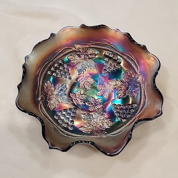Vintage Blue Northwood Carnival Glass Bowl - Picture 1 of 9